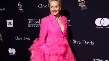 US actress Sharon Stone arrives for the Recording Academy and Clive Davis pre-Grammy gala at the Beverly Hilton hotel in Beverly Hills, California on February 4, 2023. (Photo by Michael TRAN / AFP) (Photo by MICHAEL TRAN/AFP via Getty Images)
