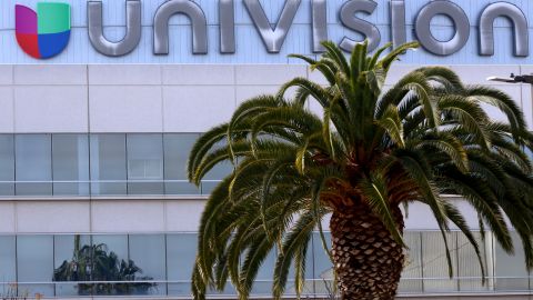 LOS ANGELES, CALIFORNIA - APRIL 14: The Univision logo is posted atop the Univision building a day after the company announced plans to merge with Grupo Televisa on April 14, 2021 in Los Angeles, California. Mexican Televisa and US Hispanic Univision, two of the biggest Spanish speaking media companies, announced yesterday they will join forces to compete in the regional streaming market. The merger will include assets and content of the two giants to gain production capacity and share in the growing Hispanic market. (Photo by Mario Tama/Getty Images)