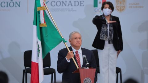 Presidente de México, Andrés Manuel López Obrador en un acto del equipo Olímpico.