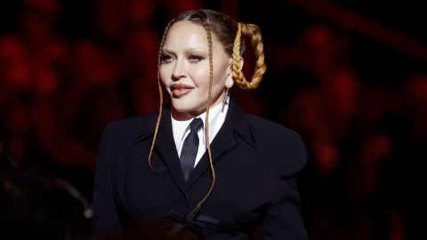 LOS ANGELES, CALIFORNIA - FEBRUARY 05: (FOR EDITORIAL USE ONLY) Madonna speaks onstage during the 65th GRAMMY Awards at Crypto.com Arena on February 05, 2023 in Los Angeles, California. (Photo by Frazer Harrison/Getty Images)