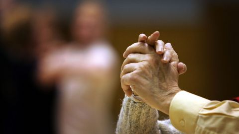 GLASGOW, UNITED KINGDOM - FEBRUARY 22: Senior Citizens take part in the Kelvinside weekly tea dance, 22 February 2005, Glasgow, Scotland. There are 11.22 million pensioners in the UK - 4.19 million men and 7.03 million women. The so called 'grey' vote will be important in the forthcoming election with all the major political parties canvassing for senior citizens votes. (Photo by Christopher Furlong/Getty Images)