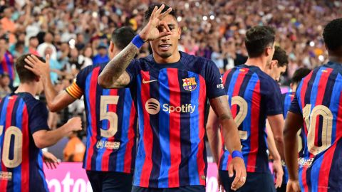 Raphinha con los colores del FC Barcelona.