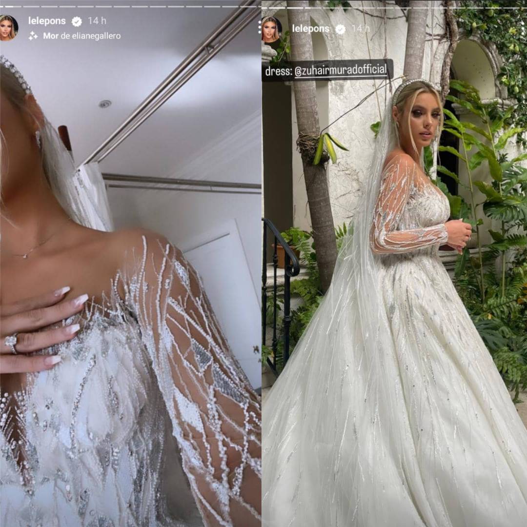 Así fue el vestido de novia de Lele Pons en su boda con Guaynaa