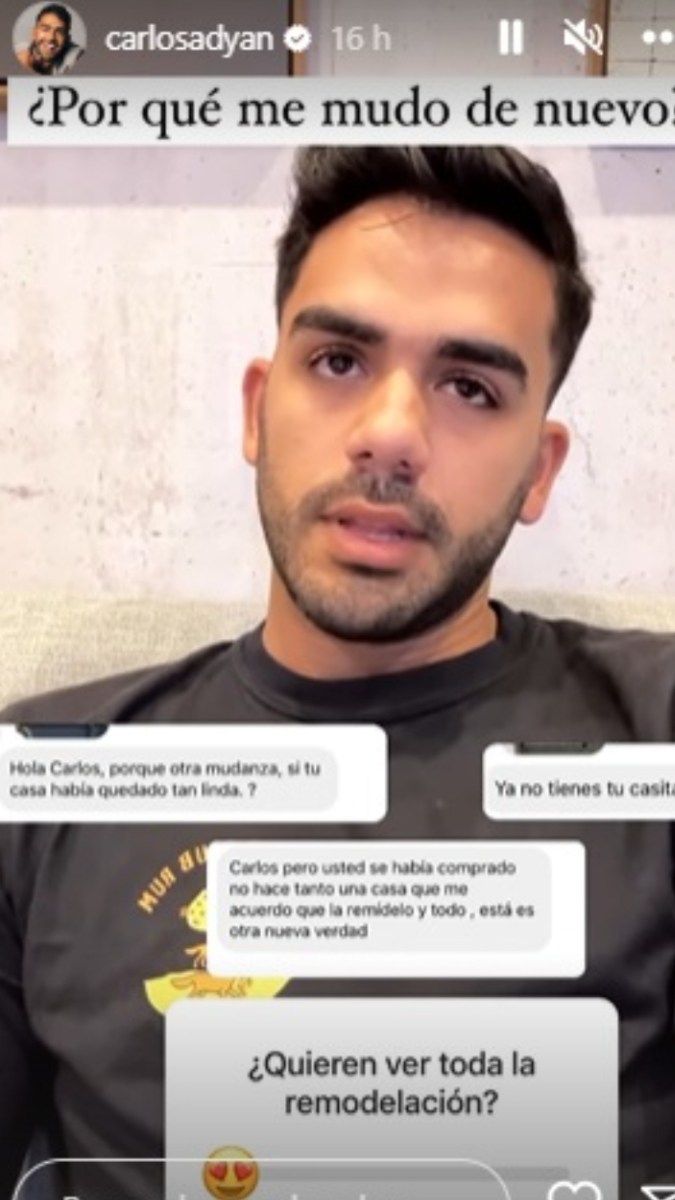 Carlos Adyan se vuelve a mudar de casa (Carlos Adyan/Instagram)