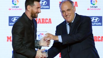 Lionel Messi y Javier Tebas.