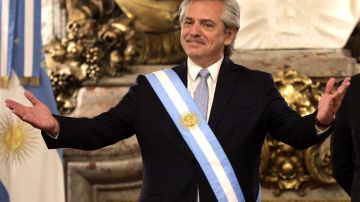 BUENOS AIRES, ARGENTINA - DECEMBER 10: President of Argentina Alberto Fernandez smiles during the reception of foreign leaders at Salon Blanco of Casa Rosada Government Palace on December 10, 2019 in Buenos Aires, Argentina. (Photo by Tomas Cuesta/Getty Images)
