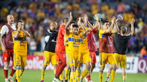 Jugadores de Tigres de la UANL celebrando en la Concachampions.