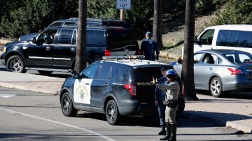 SAN DIEGO, CA - JANUARY 26: California Highway Patrol officers control traffic outside Naval Medical Center San Diego after reports of gunfire inside the Military Hospital on January 26, 2016 in San Diego, California. Initial reports of gunfire were later said to be unfounded by local law enforcement. (Photo by Sean M. Haffey/Getty Images)