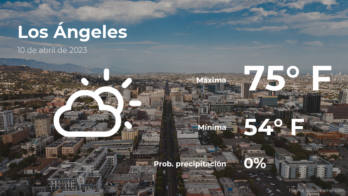 Pronóstico del clima en Los Ángeles para este lunes 10 de abril La