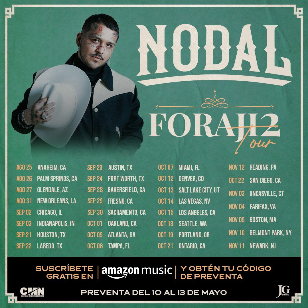 Christian Nodal anuncia su gira por los EE.UU. 'Foraji2 Tour' antes de
