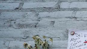 Fotografía de camisetas y flores hoy en un homenaje a los aficionados fallecidos tras una estampida humana durante un partido en El Salvador.
