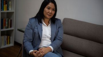 Peruvian right-wing leader of the Fuerza Popular party, Keiko Fujimori, gestures during an interview with AFP at her office in Lima, on October 1, 2021. (Photo by Ernesto BENAVIDES / AFP) (Photo by ERNESTO BENAVIDES/AFP via Getty Images)