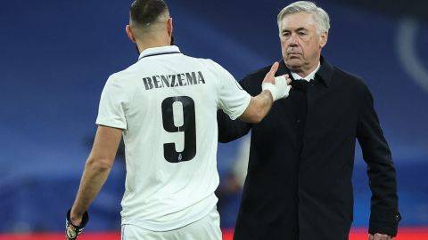 Karim Benzema y Carlo Ancelotti.