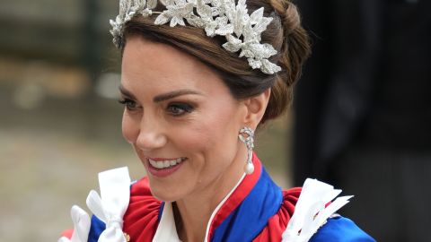 Princesa de Gales, Kate Middleton, durante la coronación de su suegro, el rey Carlos III.