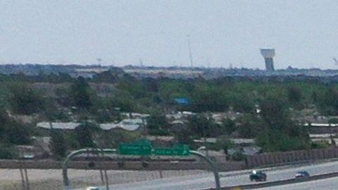 Vista aérea de inmigrantes en la frontera con El Paso, Texas.