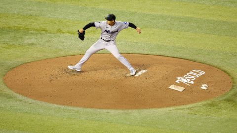 Pérez es el cuarto latino de la rotación de los Marlins.