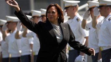 La vicepresidenta Kamala Harris, a su llegada a West Point.