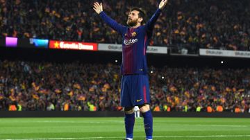 Lionel Messi en una icónica celebración con el FC Barcelona.