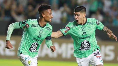 William Tesillo celebra un gol con el León en la final de Concachampions contra el LAFC.