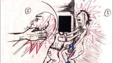 Dibujo de torturas en Guantánamo