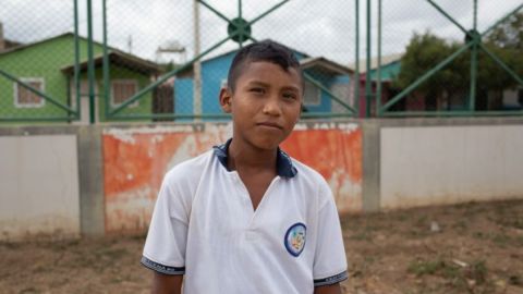 Marcelo Jesús Gouriyú, un alumno venezolano de 13 años que va a la escuela en Colombia.