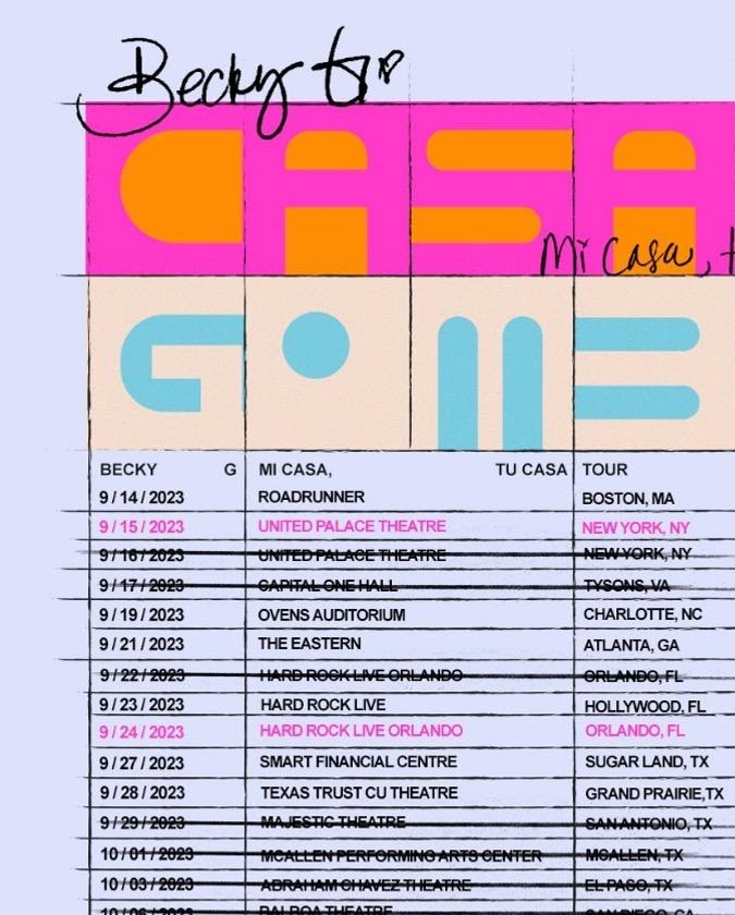 Fechas y ciudades de Mi Casa Es Tu Casa Tour de Becky G.