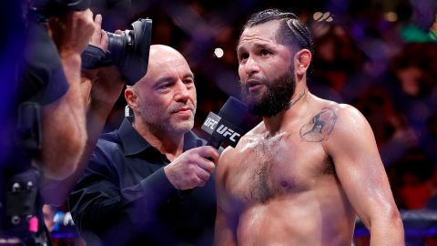 Expeleador de UFC Jorge Masvidal y Dana White.