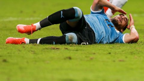 Martín Cáceres con la selección de Uruguay.