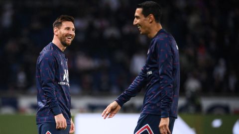 Lionel Messi (i) y Ángel Di María (d) durante su etapa en el PSG.