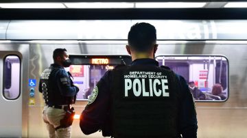 Police officers from the Department of Homeland Security's Transportation Security Administration (TSA) are deployed as Visible Intermodal Prevention and Response (VIPR) teams at a subway station in Los Angeles, California on February 11, 2022 ahead of Super Bowl LVI on February 13, 2020. (Photo by Frederic J. BROWN / AFP) (Photo by FREDERIC J. BROWN/AFP via Getty Images)