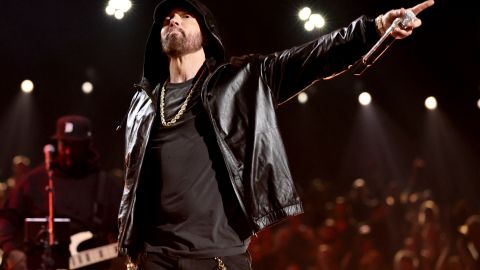 LOS ANGELES, CALIFORNIA - NOVEMBER 05: Eminem performs onstage during the 37th Annual Rock & Roll Hall of Fame Induction Ceremony at Microsoft Theater on November 05, 2022 in Los Angeles, California. (Photo by Theo Wargo/Getty Images for The Rock and Roll Hall of Fame)