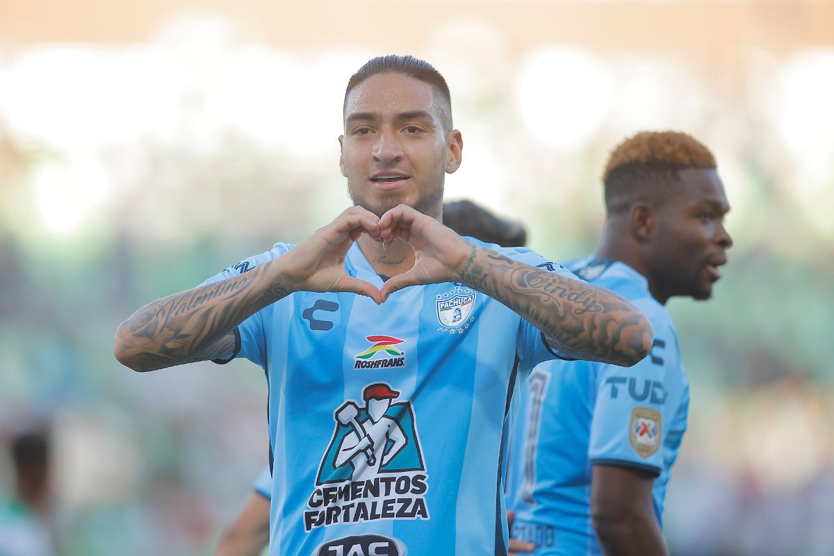Cristian Daniel Arango, exjugador de LAFC, celebrando gol con Pachuca.