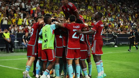 Colombia celebrando ante Alemania en partido amistoso.