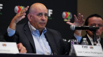 Juan Carlos Rodríguez Bas, durante su presentación como Comisionado Presidente de la Federación Mexicana de Futbol.