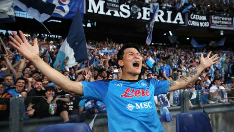 Kim Min-jae celebra el Scudetto con el Napoli.