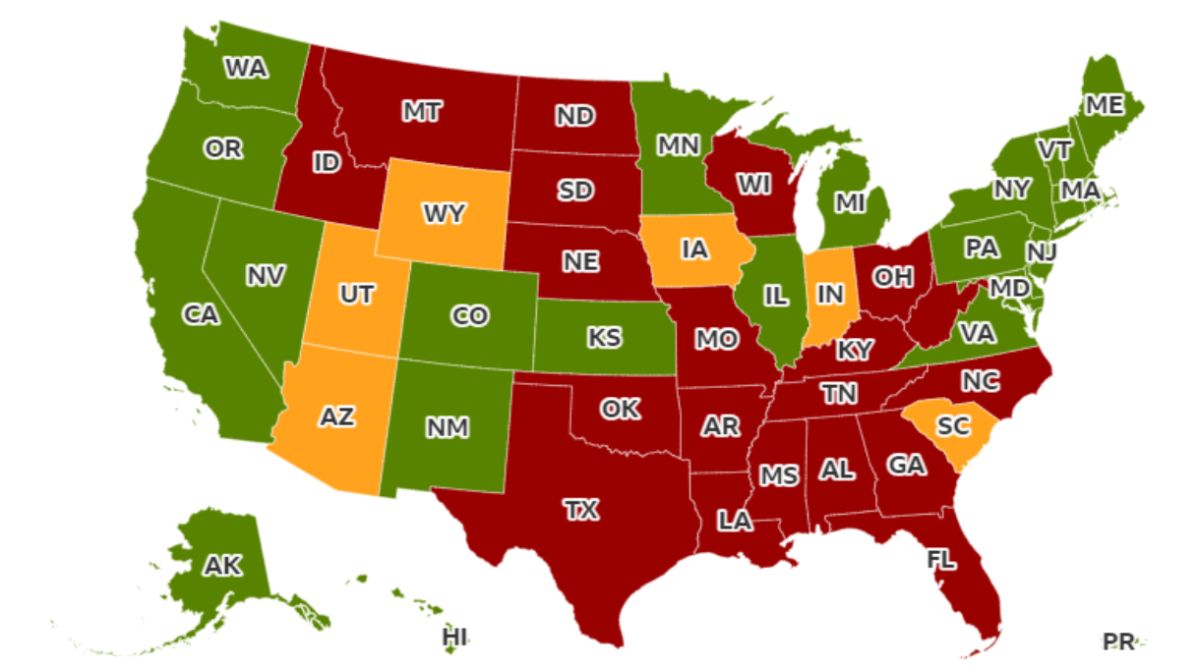 Estatus del aborto en cada estado de Estados Unidos