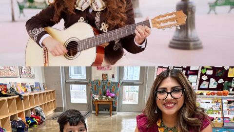 La maestra Angélica Mata es también cantante, guitarrista y maestra de Mariachi. (AMO/La Opinión y cortesía)