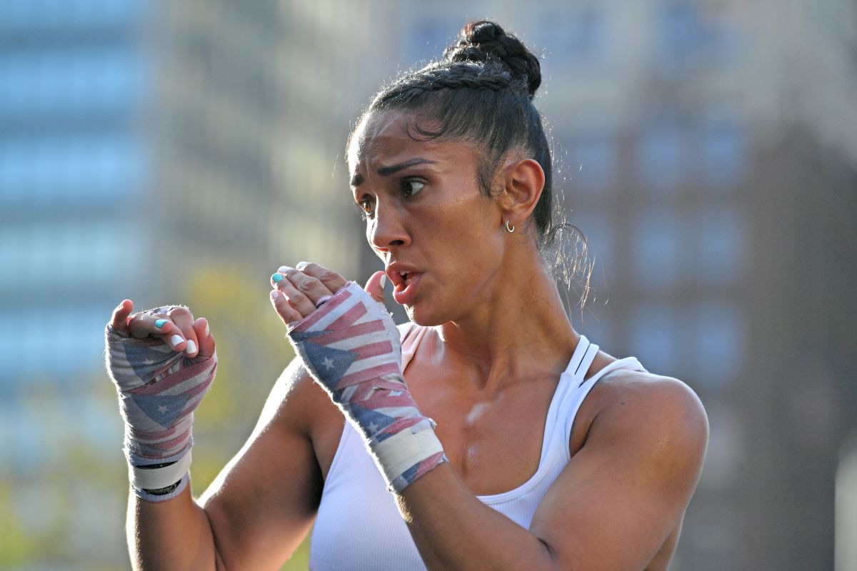 Amanda Serrano durante una sesión de entrenamiento.