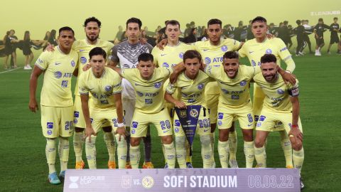 Club América previo a un juego disputado en el SoFi Stadium.