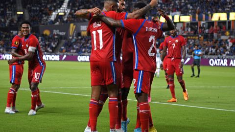 Panamá celebra el 2-1 contra El Salvador.