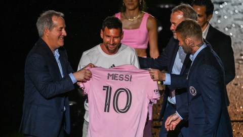 Lionel Messi en su presentación en el DRV PNK de Miami.
