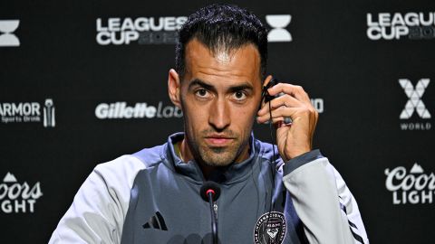 Sergio Busquets en rueda de prensa con el Inter Miami.