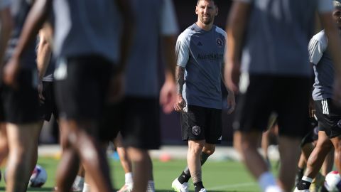 FORT LAUDERDALE, FLORIDA - JULY 18: Lionel Messi of Inter Miami CF trains during an Inter Miami CF Training Session at Florida Blue Training Center on July 18, 2023 in Fort Lauderdale, Florida. (Photo by Megan Briggs/Getty Images)