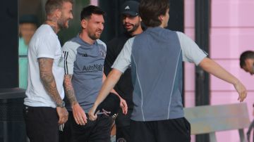 Messi junto a David Beckham en los entrenamientos del Inter Miami.