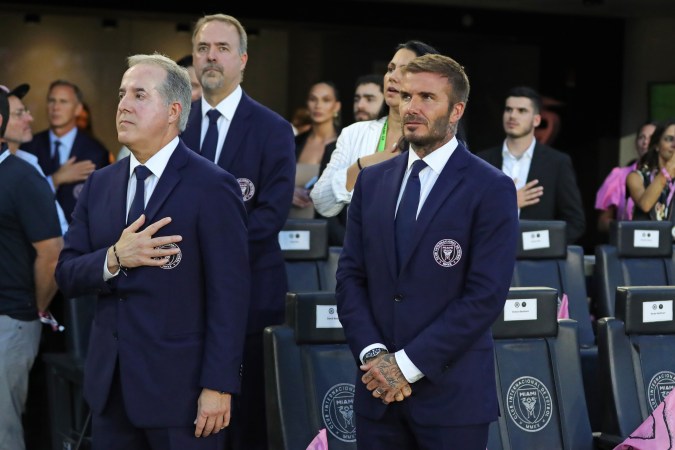 David Beckham junto a Jorge Mas en el debut de Messi.