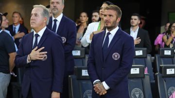 David Beckham junto a Jorge Mas en el debut de Messi.