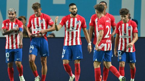 Jugadores del Atlético de Madrid en un amistoso ante Manchester City.