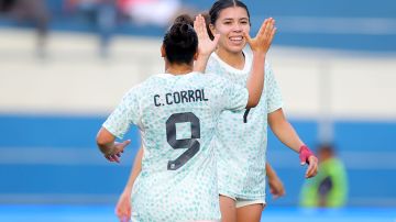 Kiana Palacios en festejo de gol, durante el partido de la fase de grupos de los Juegos Centroamericanos y del Caribe 2023.
