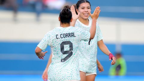 Kiana Palacios en festejo de gol, durante el partido de la fase de grupos de los Juegos Centroamericanos y del Caribe 2023.