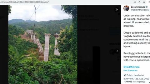 Derrumbe de puente ferroviario en India: al menos 17 muertos